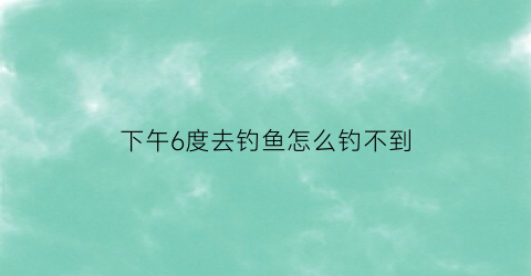 下午6度去钓鱼怎么钓不到