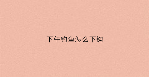下午钓鱼怎么下钩(下午钓鱼怎么下钩最好)