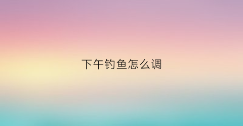 下午钓鱼怎么调