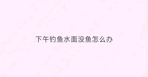 下午钓鱼水面没鱼怎么办(下午钓鱼怎么样)