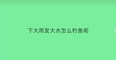 下大雨发大水怎么钓鱼呢