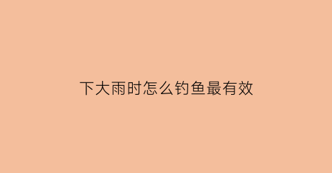 下大雨时怎么钓鱼最有效(下雨时候怎么钓鱼)