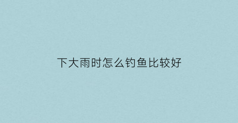 下大雨时怎么钓鱼比较好(下大雨钓什么鱼)