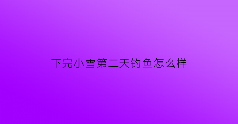 下完小雪第二天钓鱼怎么样(下完小雪第二天钓鱼怎么样好钓吗)