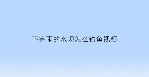 下完雨的水坝怎么钓鱼视频(下完大雨水库怎么钓)