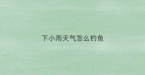 “下小雨天气怎么钓鱼(下小雨天气怎么钓鱼最好)