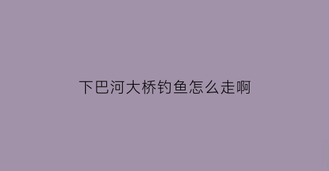 下巴河大桥钓鱼怎么走啊(下巴河大酒店)