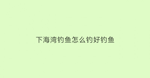 “下海湾钓鱼怎么钓好钓鱼(下海湾钓鱼怎么钓好钓鱼技巧)