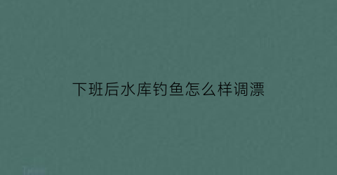 下班后水库钓鱼怎么样调漂(水库下完雨好钓鱼吗)