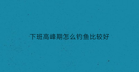 “下班高峰期怎么钓鱼比较好(下班高峰是几点到几点)