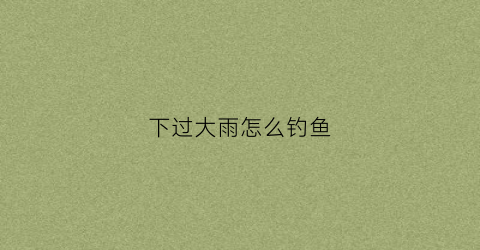 下过大雨怎么钓鱼(大雨过后钓鱼怎么钓)