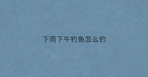 下雨下午钓鱼怎么钓(夏天中午下雨钓鱼)