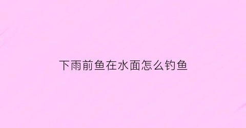 下雨前鱼在水面怎么钓鱼(下雨前鱼在水面怎么钓鱼好)