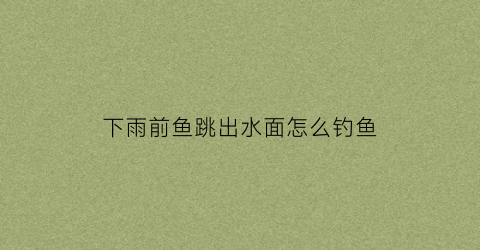 下雨前鱼跳出水面怎么钓鱼(下雨前鱼跳出水面怎么钓鱼好)