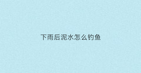 下雨后泥水怎么钓鱼(下雨后泥水怎么钓鱼视频)