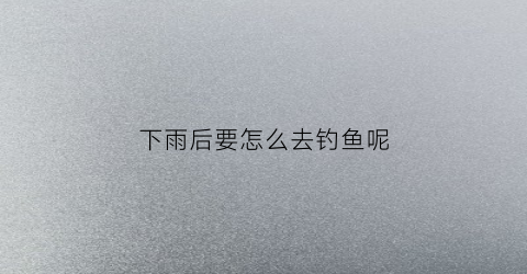下雨后要怎么去钓鱼呢(下雨后怎么钓鱼都用什么饵好)