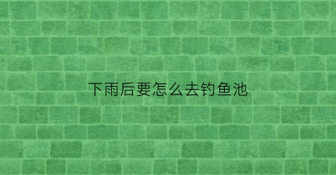 下雨后要怎么去钓鱼池(下完雨后怎么钓鱼)
