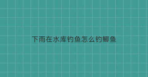 下雨在水库钓鱼怎么钓鲫鱼(下雨在水库钓鱼怎么钓鲫鱼呢)