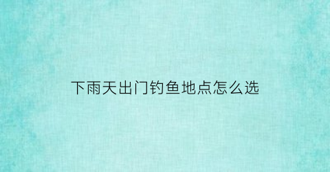 “下雨天出门钓鱼地点怎么选(下雨天钓鱼在什么地方钓合适)