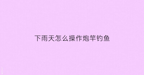 下雨天怎么操作炮竿钓鱼(下雨天如何做钓)