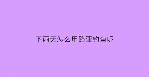 下雨天怎么用路亚钓鱼呢