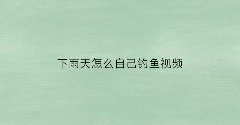 下雨天怎么自己钓鱼视频(下雨天怎么样钓鱼)