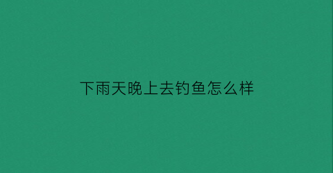 “下雨天晚上去钓鱼怎么样(下雨天晚上去钓鱼怎么样呢)