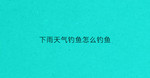 “下雨天气钓鱼怎么钓鱼(下雨天气钓鱼怎么钓鱼呢)