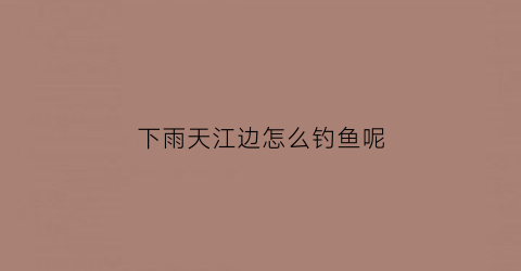 下雨天江边怎么钓鱼呢(下雨天长江好钓鱼吗)