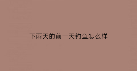 下雨天的前一天钓鱼怎么样(下雨前一天晚上好钓鱼吗)
