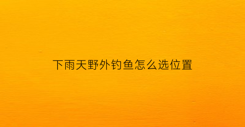 下雨天野外钓鱼怎么选位置(下雨野钓效果好吗)