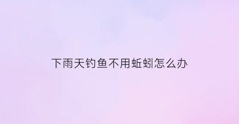 下雨天钓鱼不用蚯蚓怎么办(下雨天钓鱼不用蚯蚓怎么办呢)