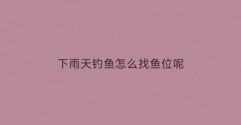 下雨天钓鱼怎么找鱼位呢(下雨天钓鱼应该钓什么位置)
