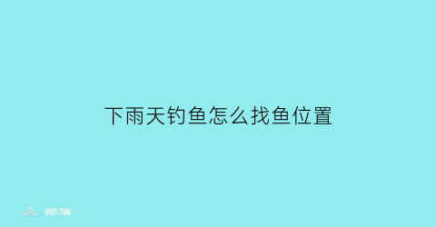 下雨天钓鱼怎么找鱼位置(下雨天钓鱼攻略)