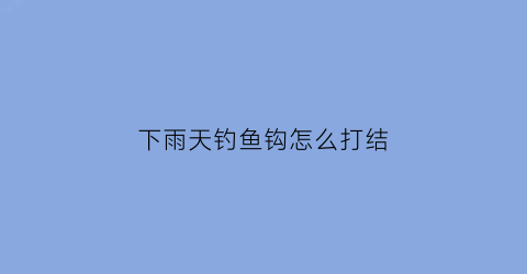 下雨天钓鱼钩怎么打结(下雨天钓鱼鱼钩要沉底吗)