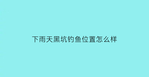 下雨天黑坑钓鱼位置怎么样