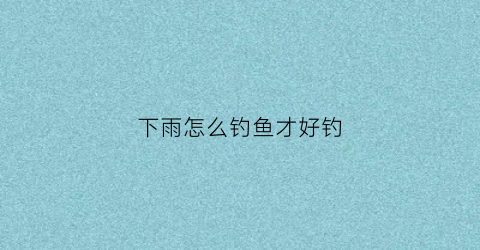 下雨怎么钓鱼才好钓(下雨怎么钓鱼才好钓呢)