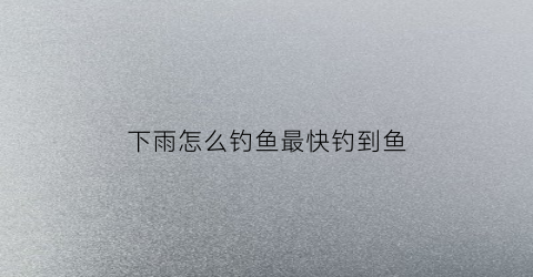 下雨怎么钓鱼最快钓到鱼(下雨的时候怎么钓鱼)