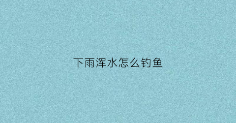 下雨浑水怎么钓鱼(下雨浑水怎么钓鱼视频)