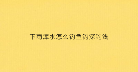 “下雨浑水怎么钓鱼钓深钓浅(下雨浑水好钓鱼吗)