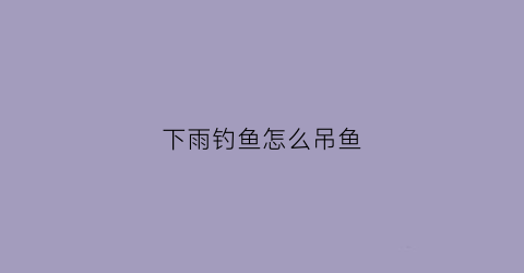 下雨钓鱼怎么吊鱼(下着雨怎么钓鱼)