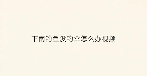 下雨钓鱼没钓伞怎么办视频(下过雨钓鱼没口怎么办)