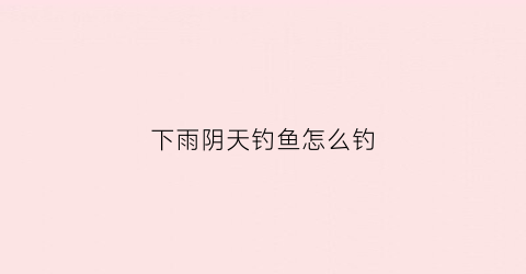 下雨阴天钓鱼怎么钓(下雨阴天钓鱼技巧)