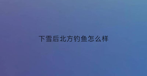 下雪后北方钓鱼怎么样(下雪后北方钓鱼怎么样了)