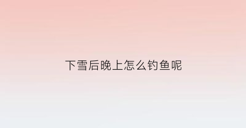 下雪后晚上怎么钓鱼呢(晚上下雪第二天能钓上鱼吗)