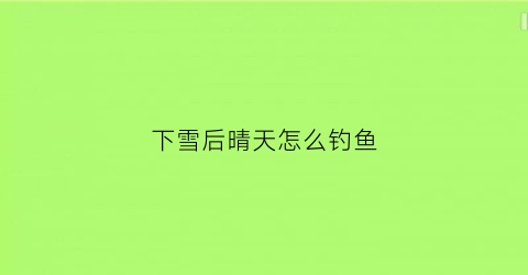 下雪后晴天怎么钓鱼(下雪后晴天怎么钓鱼好)
