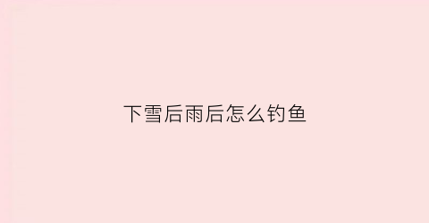 下雪后雨后怎么钓鱼(下完雪后钓鱼好钓吗)