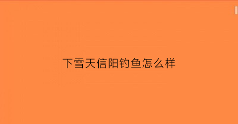 下雪天信阳钓鱼怎么样(信阳冬天会下雪吗)