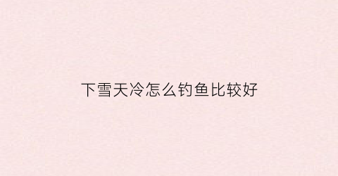 下雪天冷怎么钓鱼比较好(下雪天如何钓鲫鱼)