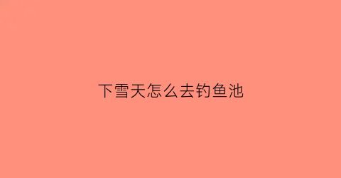 下雪天怎么去钓鱼池(雪天钓鱼场在哪)
